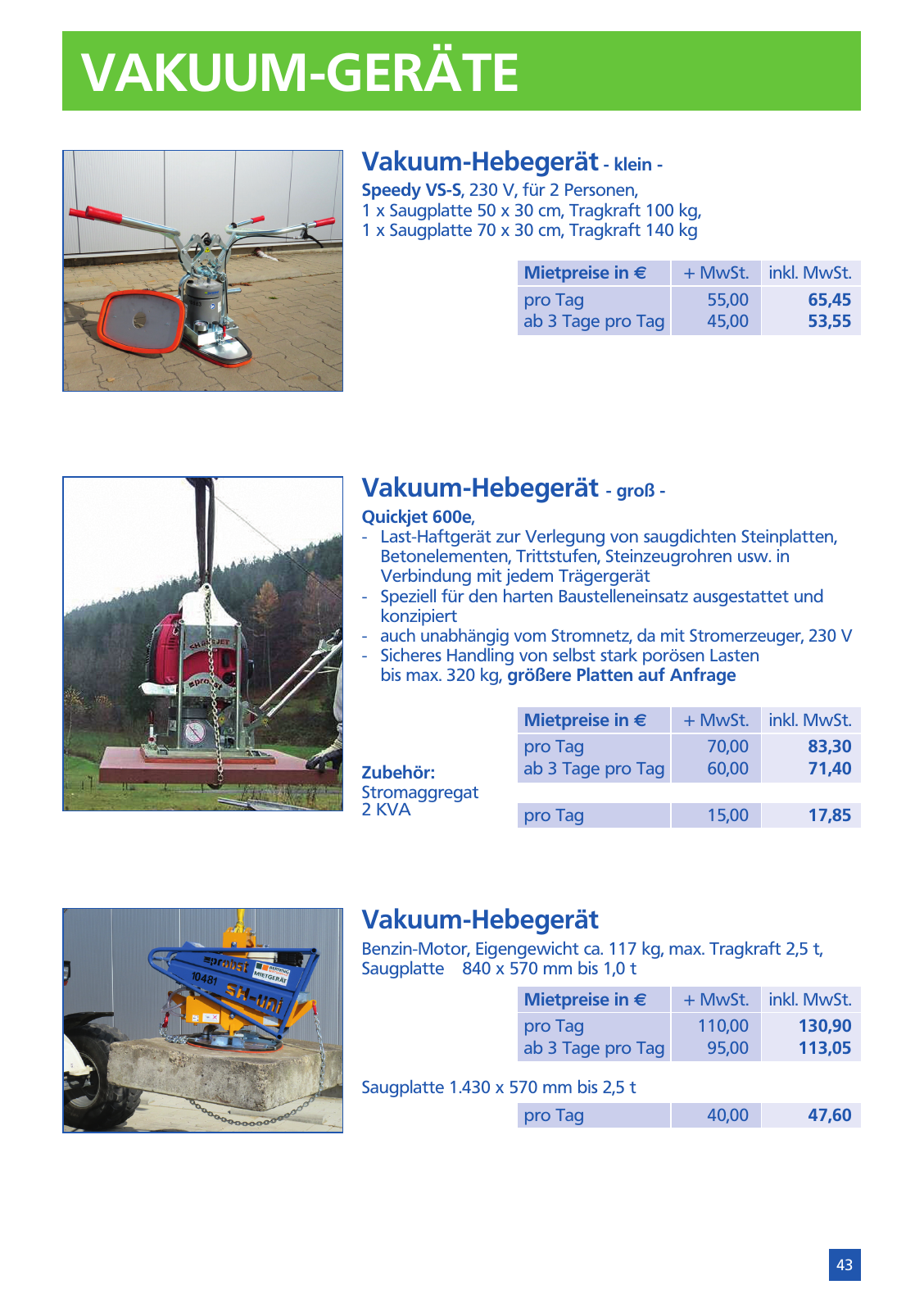 Vorschau Mietpreisliste 2025 Seite 45