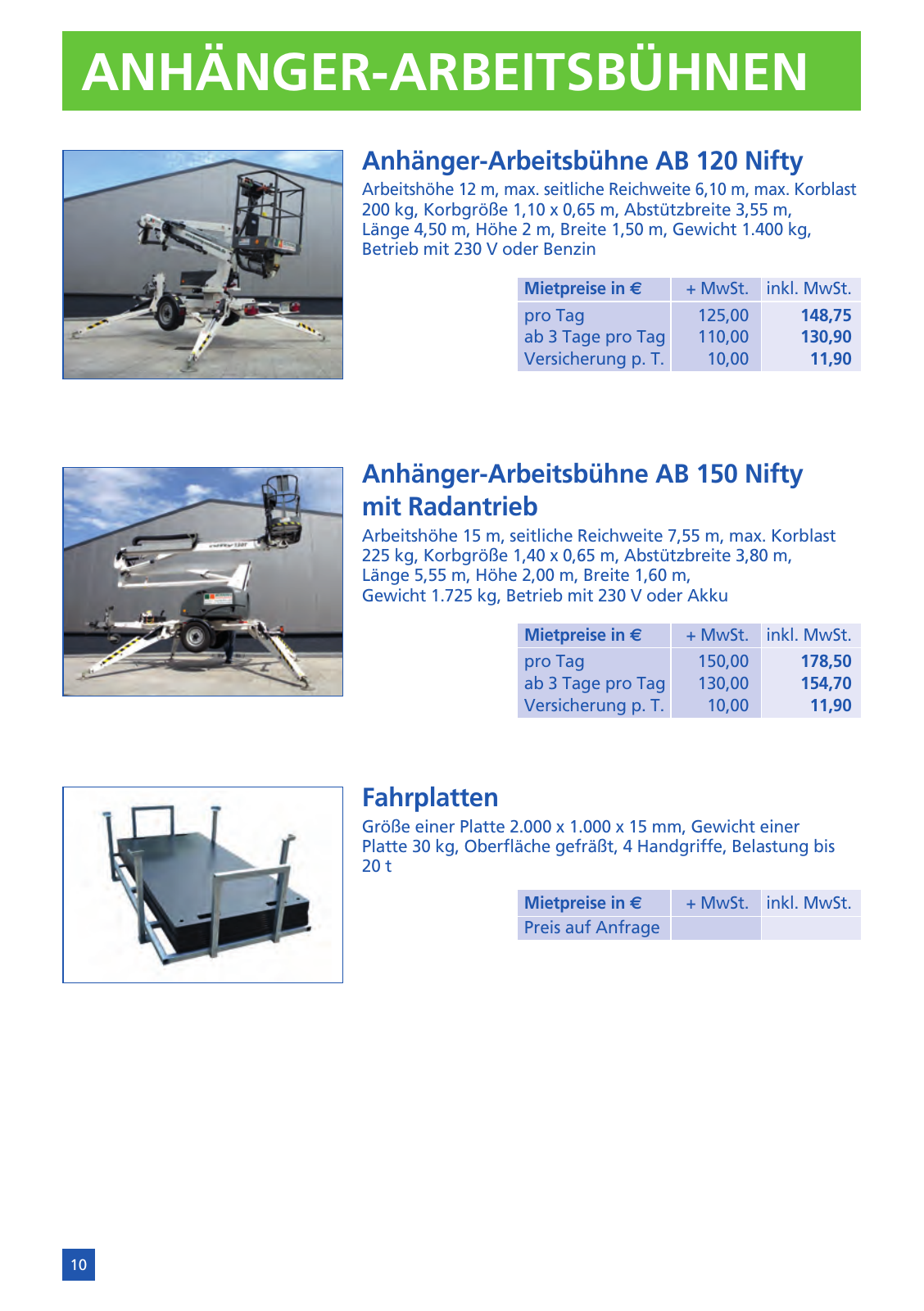 Vorschau Mietpreisliste 2026 Seite 12